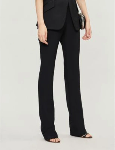 Shop Alexander Mcqueen High-rise Straight Crepe Trousers In Black