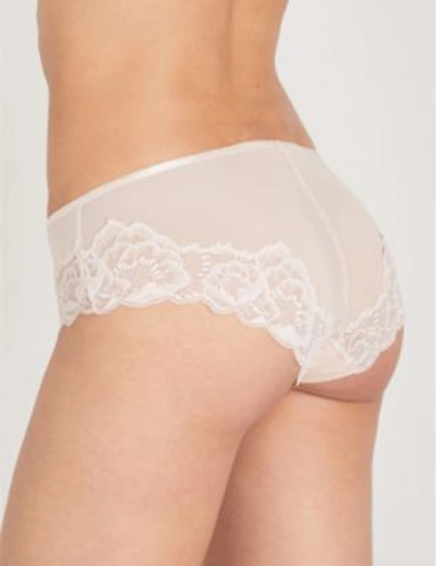 Shop Chantelle Orangerie Mesh And Lace Hipster Briefs In Pink Skin