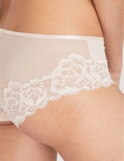 Shop Chantelle Orangerie Mesh And Lace Hipster Briefs In Pink Skin