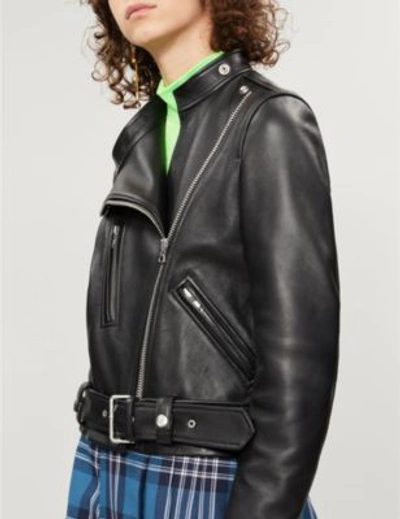 Shop Acne Studios Lewis Asymmetric Leather Jacket In Black