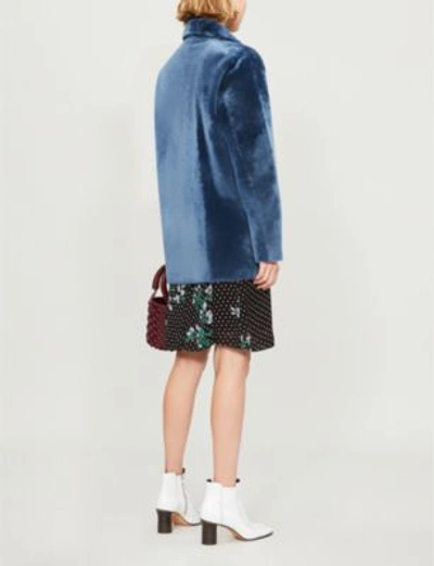 Shop Sandro Adonis Shearling Jacket In Petrol