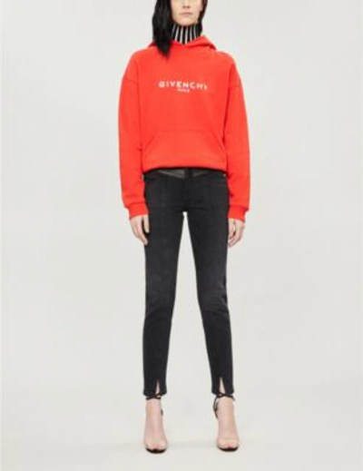 Shop Givenchy Logo-print Cotton-jersey Hoody In Red