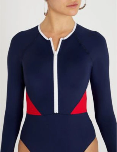 Shop The Upside Colourblocked Stretch Paddle Suit In Navy Red