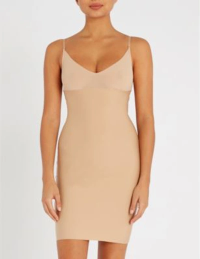 Shop Commando Two-faced Tech Microfibre Slip Dress In Nude