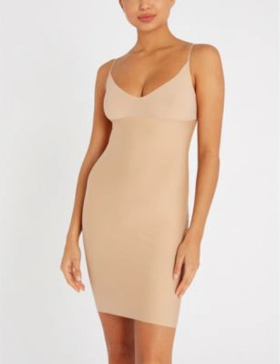 Shop Commando Two-faced Tech Microfibre Slip Dress In Nude