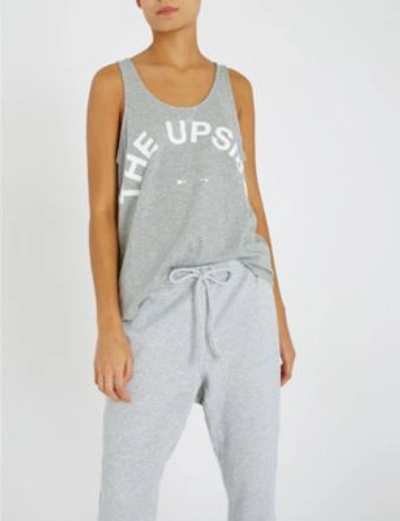 Shop The Upside Womens Grey Marle Issy Logo-print Cotton-jersey Vest Top