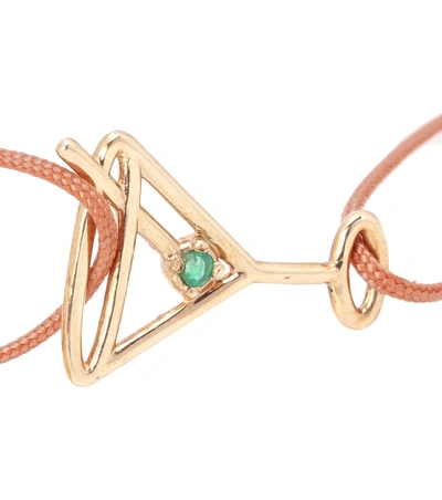 Shop Aliita Martini Esmeralda 9kt Gold Cord Bracelet With Emerald