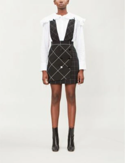 Shop Maje Joly Checked Woven Pinafore Skirt In Carreaux