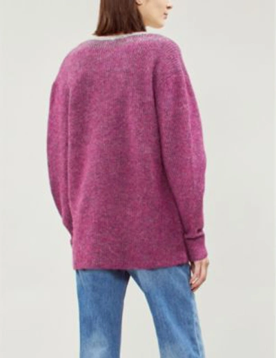 Shop Rag & Bone Jonie V-neck Stretch-knit Jumper In Magenta