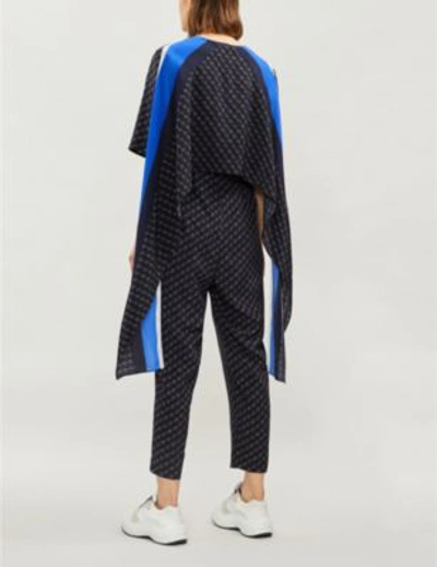 Shop Stella Mccartney Logo-print Silk Jumpsuit In Ink