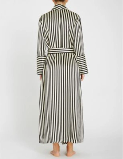 Shop Olivia Von Halle Capability Striped Silk-satin Robe In Nika Core