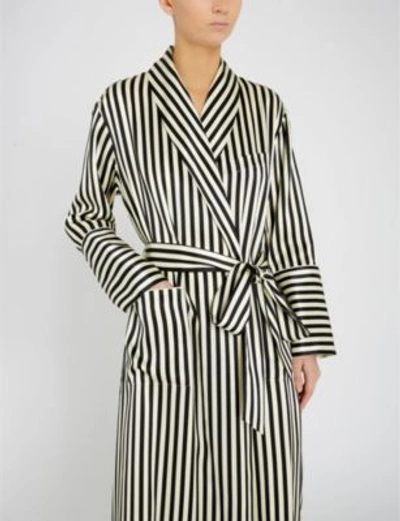 Shop Olivia Von Halle Capability Striped Silk-satin Robe In Nika Core