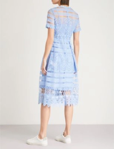 Shop Maje Embroidered Lace Dress In Blue