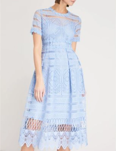 Shop Maje Embroidered Lace Dress In Blue