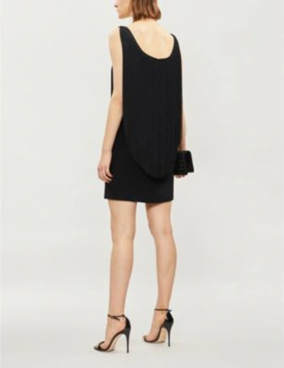 Shop Stella Mccartney Fringe-trim Stretch-crepe Mini Dress In Black