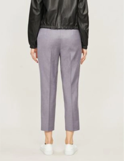 Shop Theory High-rise Wool-flannel Straight-leg Trousers In Lavender Melange