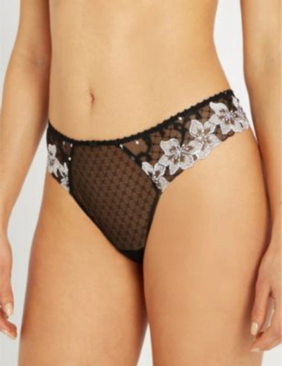 Shop Aubade Wandering Sheer-lace Tanga In Parisienne