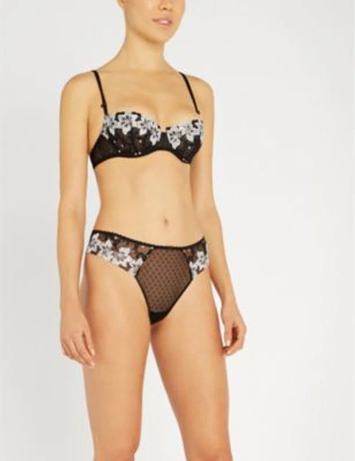 Shop Aubade Wandering Sheer-lace Tanga In Parisienne