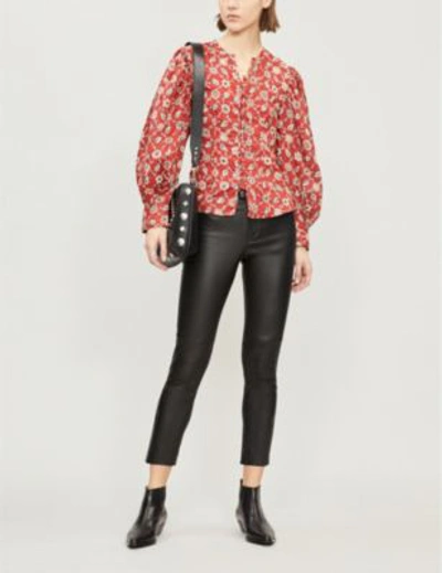 Shop Isabel Marant Skinny Cropped Mid-rise Leather Trousers In Black