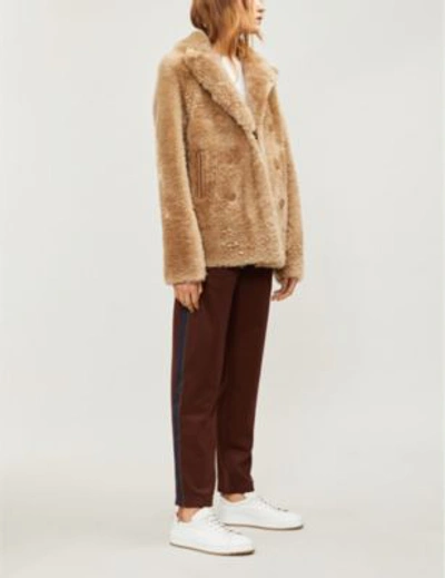 Shop Joseph New Hector Teddy Reversible Shearling Jacket In Camel