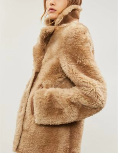 Shop Joseph New Hector Teddy Reversible Shearling Jacket In Camel