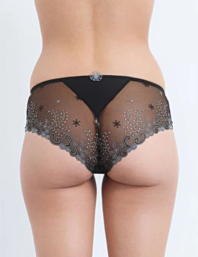 Shop Simone Perele Délice Embroidered Stretch-tulle Shorty Briefs In Moonlight