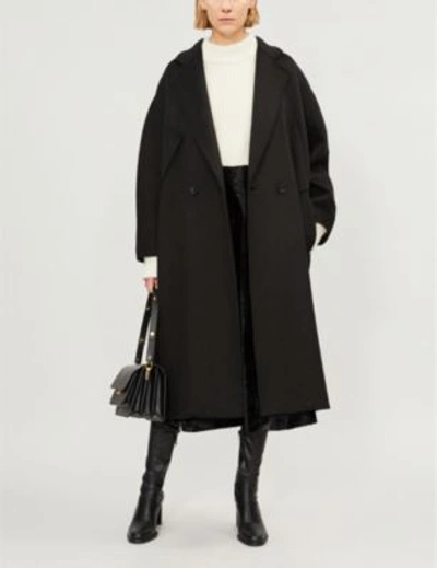 Shop Max Mara Womens Black Zelig Cashmere Coat