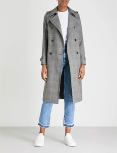 Shop Sandro Checked-pattern Woven Coat In Strom