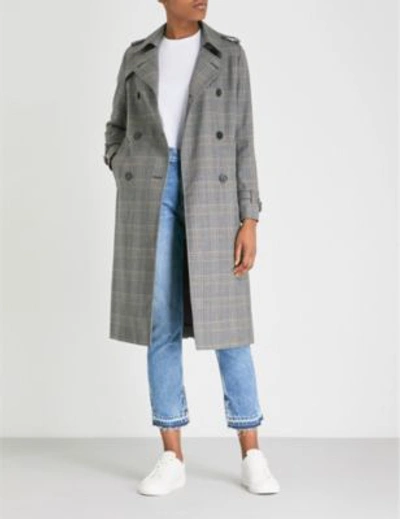 Shop Sandro Checked-pattern Woven Coat In Strom