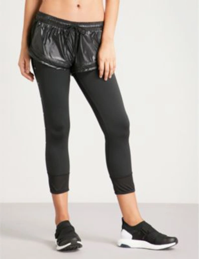 Shop Adidas By Stella Mccartney Black Performance Essentials Shell And Stretch-jersey Tights