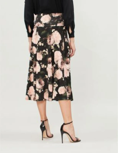 Shop Erdem Elvin High-waist Floral-print Crepe Midi Skirt In Black Pink