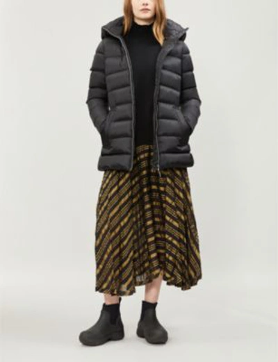 Shop Burberry Water Resistant Womens Black Check Limehouse Hooded Shell-down Puffer Coat