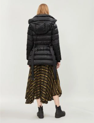 Shop Burberry Water Resistant Womens Black Check Limehouse Hooded Shell-down Puffer Coat