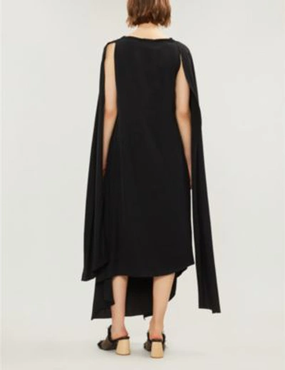 Shop Jw Anderson Cowl-neck Draped Crepe Maxi Dress In Black