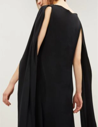 Shop Jw Anderson Cowl-neck Draped Crepe Maxi Dress In Black