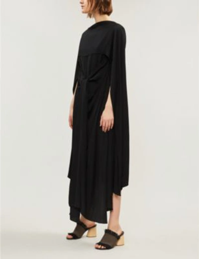 Shop Jw Anderson Cowl-neck Draped Crepe Maxi Dress In Black