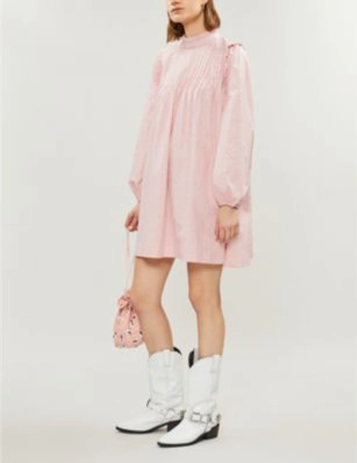 Ganni Weston Floral-print Cotton Dress In Sil Pink | ModeSens