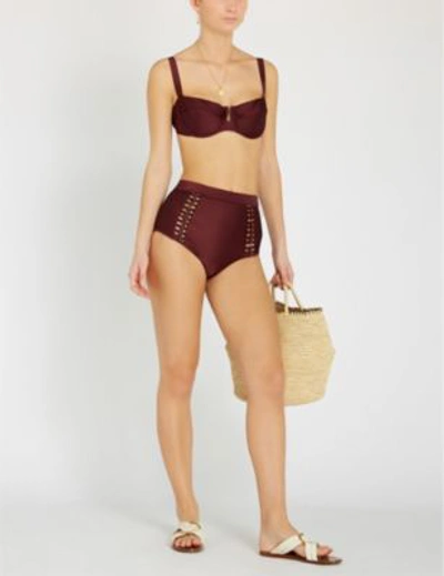 Shop Zimmermann Dark Purple Juniper Bikini Bottoms In Mulberry