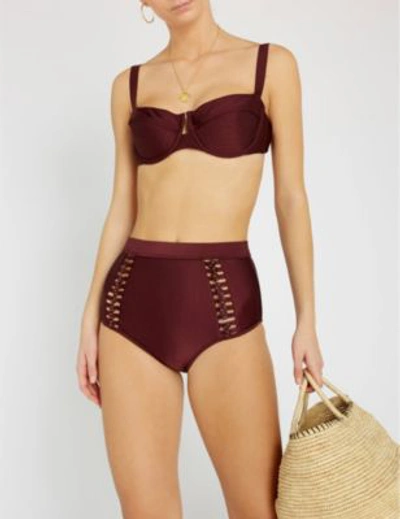 Shop Zimmermann Dark Purple Juniper Bikini Bottoms In Mulberry