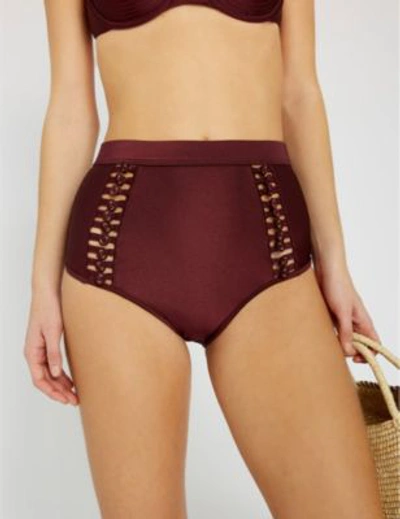 Shop Zimmermann Dark Purple Juniper Bikini Bottoms In Mulberry