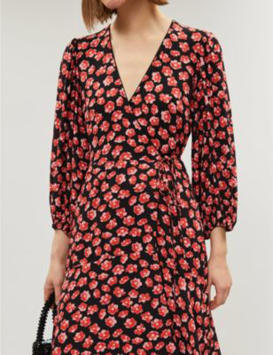 ganni lindale crepe dress fiery red