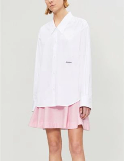 Shop Calvin Klein 205w39nyc Checked A-line Wool-crepe Mini Skirt In Pink Mist White
