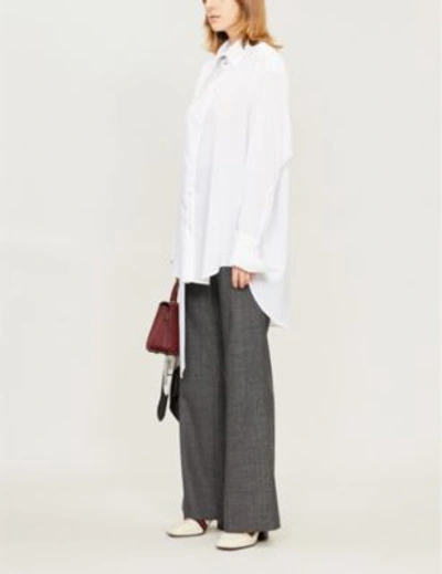 Shop Valentino Wide-leg Wool Trousers In Antracite Melange