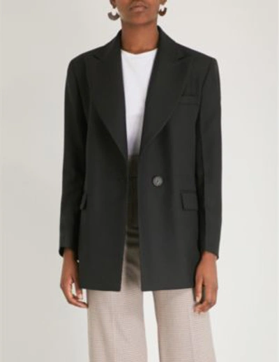 Shop Sandro Tailored Crepe Jacket In Noir