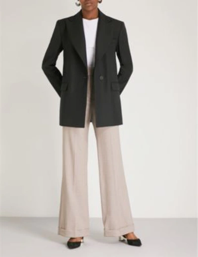 Shop Sandro Tailored Crepe Jacket In Noir