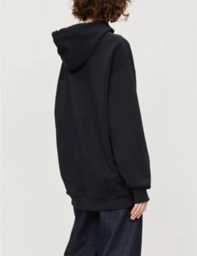 Shop Acne Studios Farrin Face-patch Cotton-jersey Hoody In Black