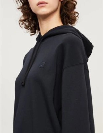 Shop Acne Studios Farrin Face-patch Cotton-jersey Hoody In Black