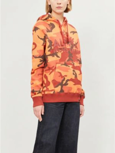 Shop Alpha Industries Camouflage-print Cotton-blend Hoody In Orng Camo