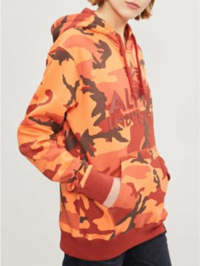 Shop Alpha Industries Camouflage-print Cotton-blend Hoody In Orng Camo