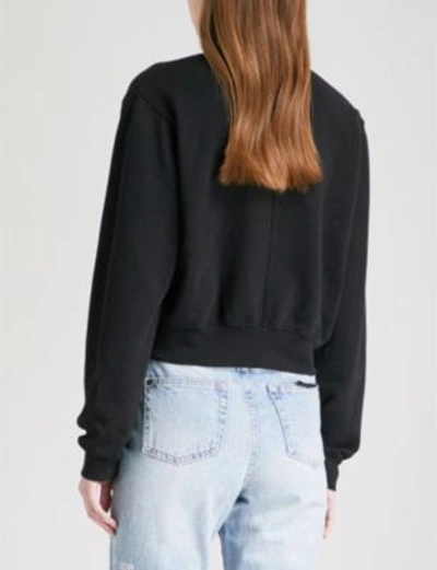 Shop Cotton Citizen Milan Cropped Cotton-jersey Sweatshirt In Jet Black